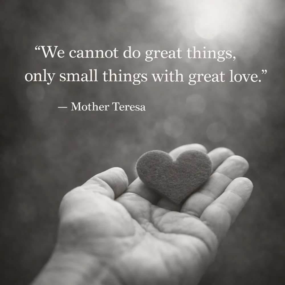 “We cannot do great things, only small things with great love.” — Mother Teresa